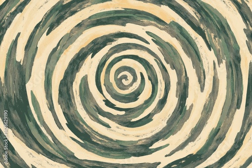 Obraz na płótnie Abstract Spiral Pattern in Earthy Tones and Textured Brushstrokes w salonie