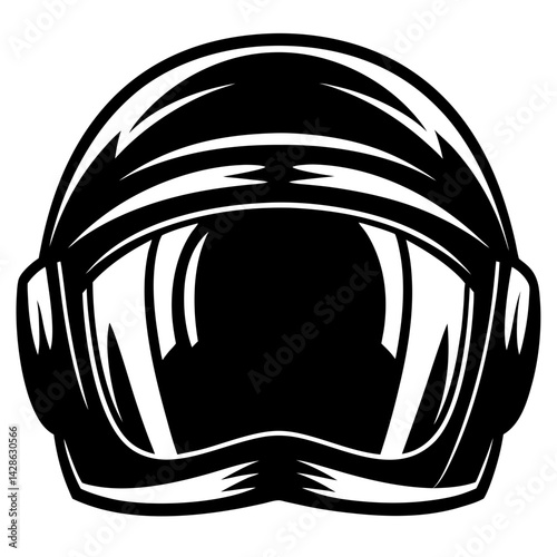 Modern and futuristic astronaut helmet, monochrome graphic vector design element drawing