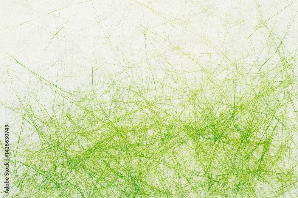 Abstract Tangles of Green Lines on White Background for Design Use