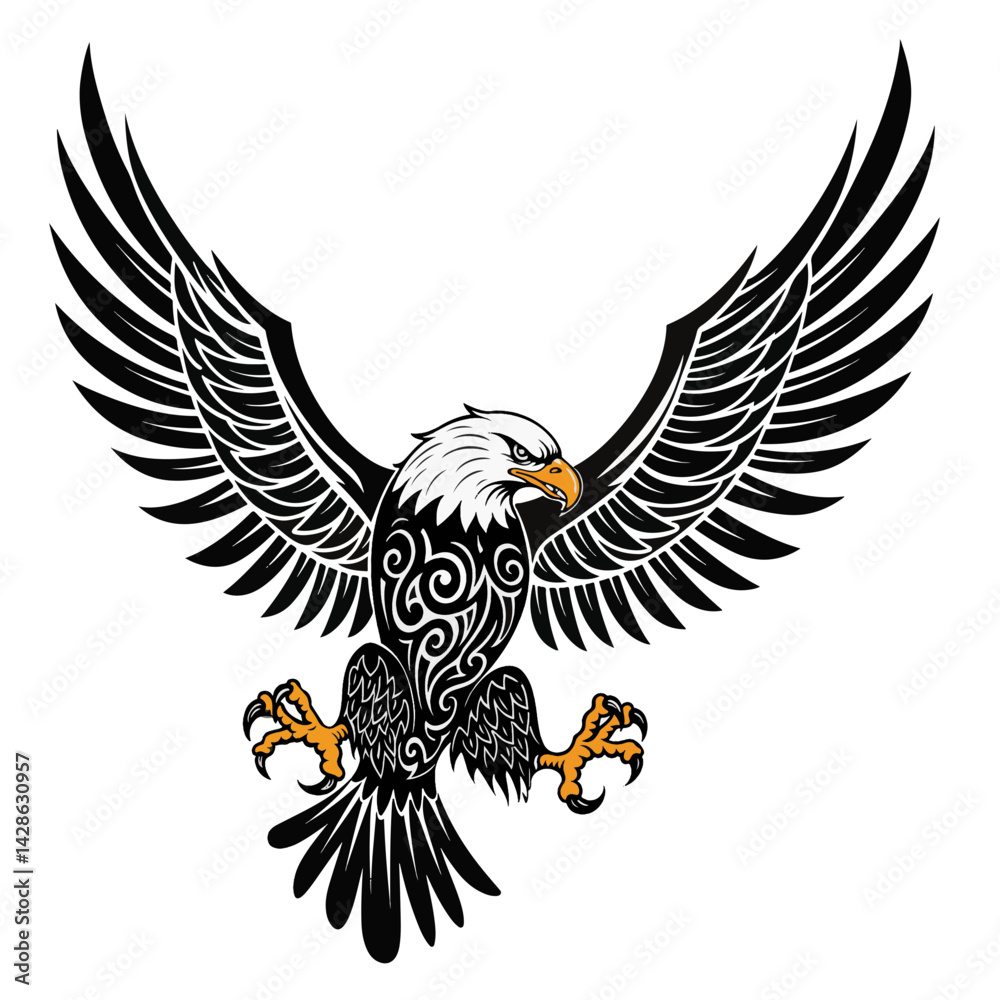 Obraz premium Tribal eagle design soaring with detailed feathers 