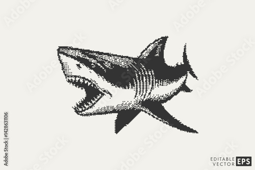 Shark Pixel Ocean Bite