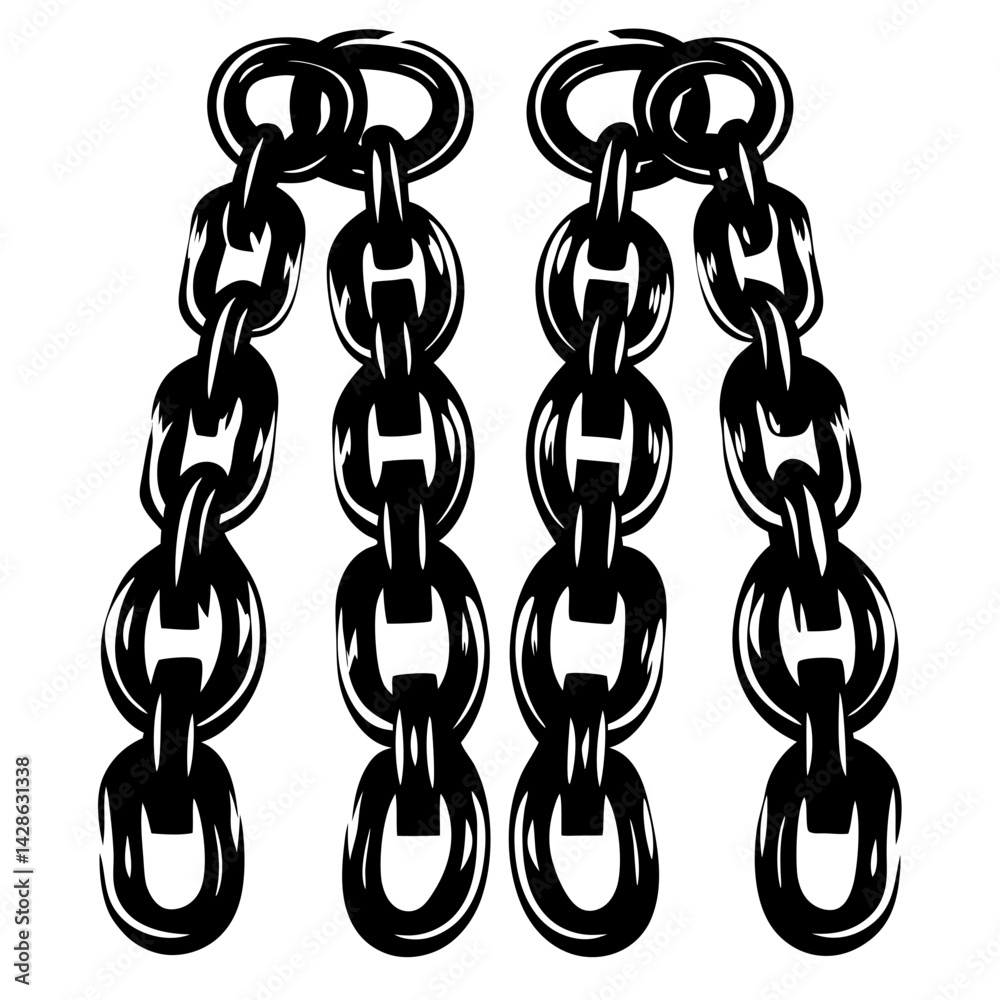 Obraz premium Black and White Vector Image of Chains, Symbolic of Strength and Bondage