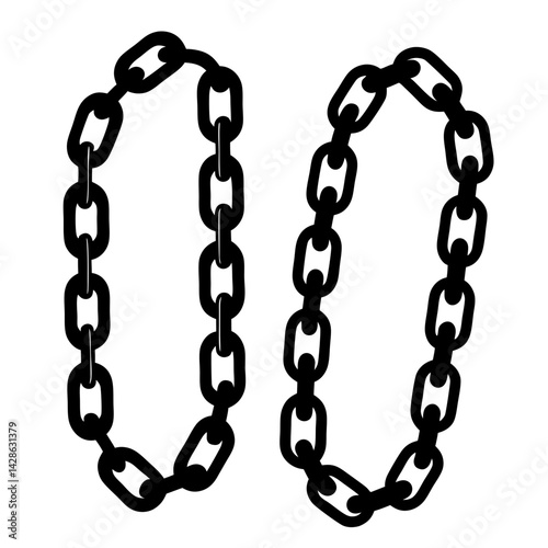 Two black chain links arranged to form a linked representation