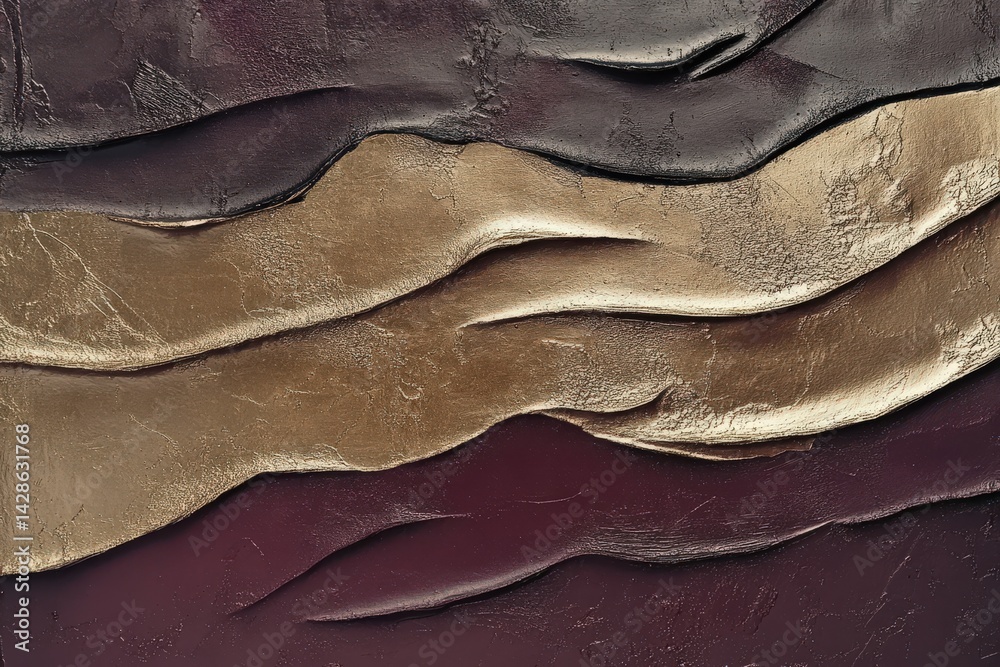 Abstract Texture with Flowing Waves in Earthy Tones and Metallic Finish