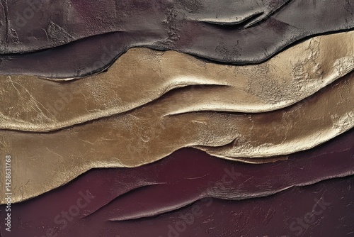Obraz na płótnie Abstract Texture with Flowing Waves in Earthy Tones and Metallic Finish w salonie