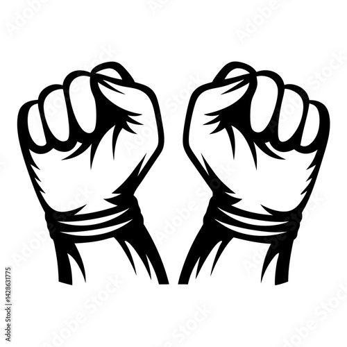Two Fists Raised High in Solidarity and Protest Against Injustice