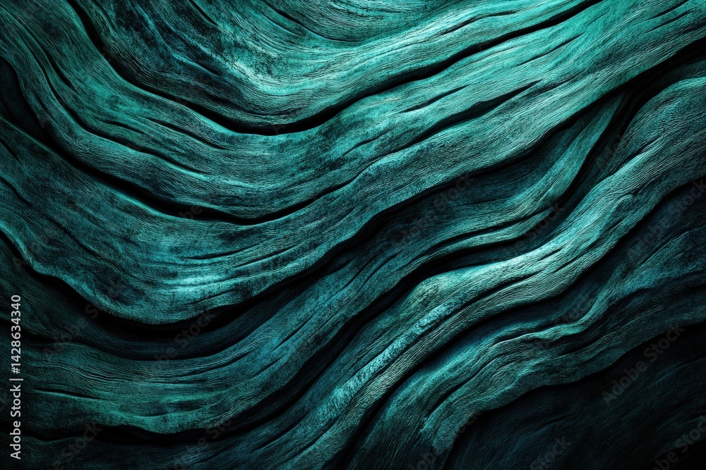 Abstract Wave Patterns in Teal Tones for Artistic Purposes
