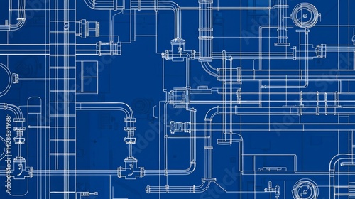 Visual representation of industrial piping in a distinctive color scheme.