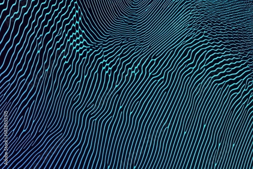 Obraz na płótnie Abstract Wavy Lines Pattern in Blue and Green Rhythmic Design w salonie