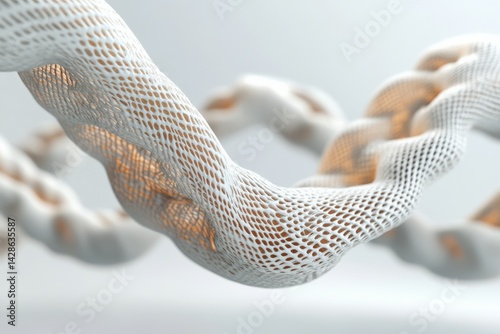 Obraz na płótnie Abstract White and Orange Chain Link Design with Fluid Motion w salonie