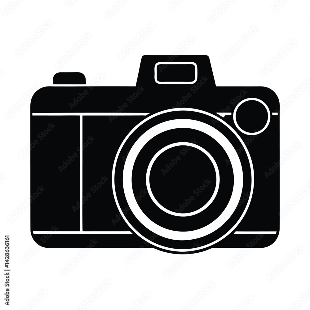 Camera Silhouette Icon on White Background Camera Silhouette Icon on White Background