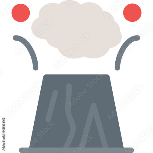 Prehistoric Volcano Flat Icon