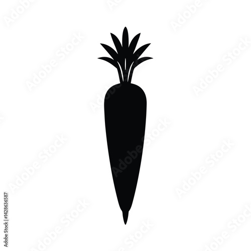 Carrot Silhouette Illustration on White Background