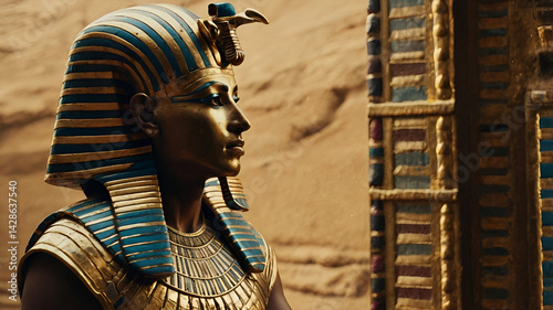 Egypt king Tutankhamen Pharoah Avatar icon, Golden Statue 