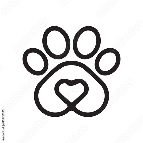 Heart paw icon vector. Dog paw illustration sign collection. love dog symbol. Vector Illustration