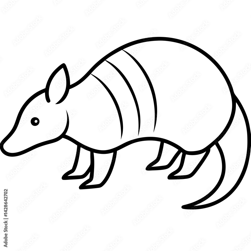 Fototapeta premium Clean Armadillo Silhouette in Line Art