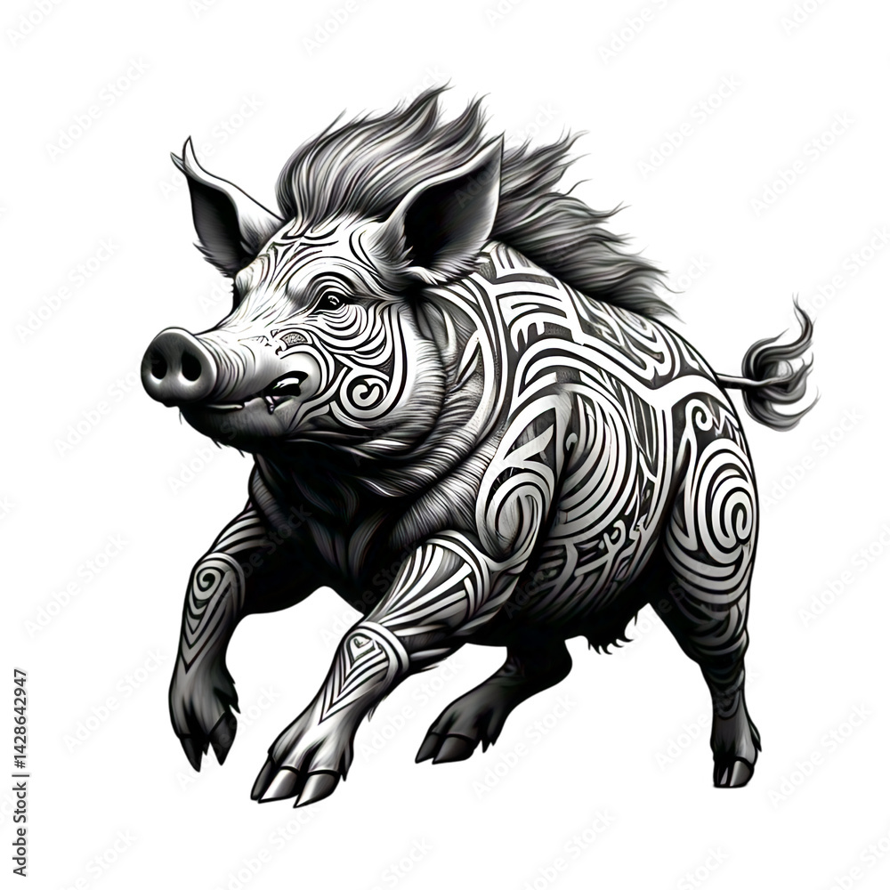 Fototapeta premium Pig vector illustration silhouette