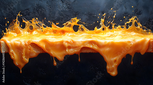 Obraz na płótnie Grilled cheese sandwich with melted cheese spilling out on a dark background w salonie