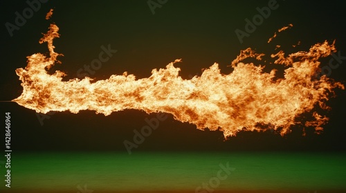Bright and Dynamic Flame Burst Against Dark Background Display
