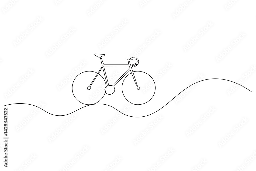 Obraz premium Minimalist one line bicycle drawing vector outline illustration isolated on White background