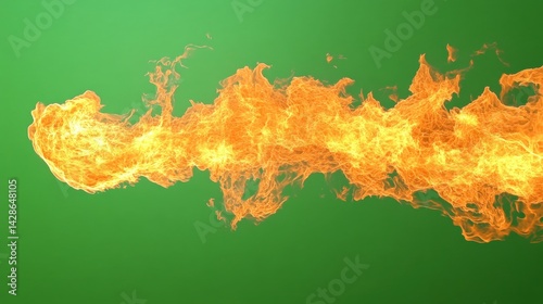 Obraz na płótnie Bright Flames on Green Background for Creative Design Projects w salonie
