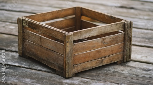 Rustic Wooden Crate on Weathered Wood