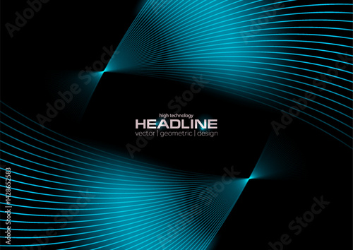 Blue minimal glowing wavy lines abstract futuristic tech background. Vector concept design