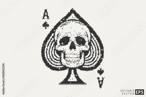 Retro Pixel Spade Skull