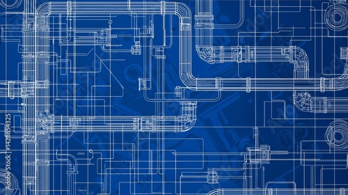 Line art illustration of pipes suitable for water, gas, or oil.