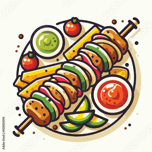 souvlaki, meat, greek, food, cuisine, grilled, meal, kebab, traditional, grill, roasted, dinner, pork, chicken, background, onion, lunch, doner, plate, beef, mediterranean, snack, nobody, skewer, dish