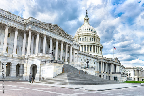 US Capitol Building which houses the Senate and the House of Representatives in the United States capital city of Washington DC.