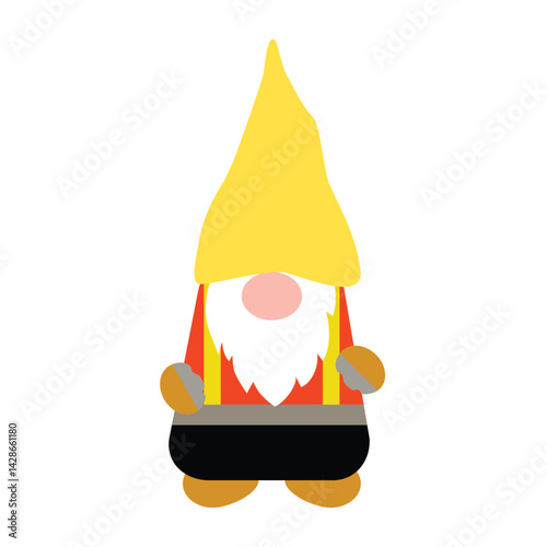 Cute cartoon building worker gnome