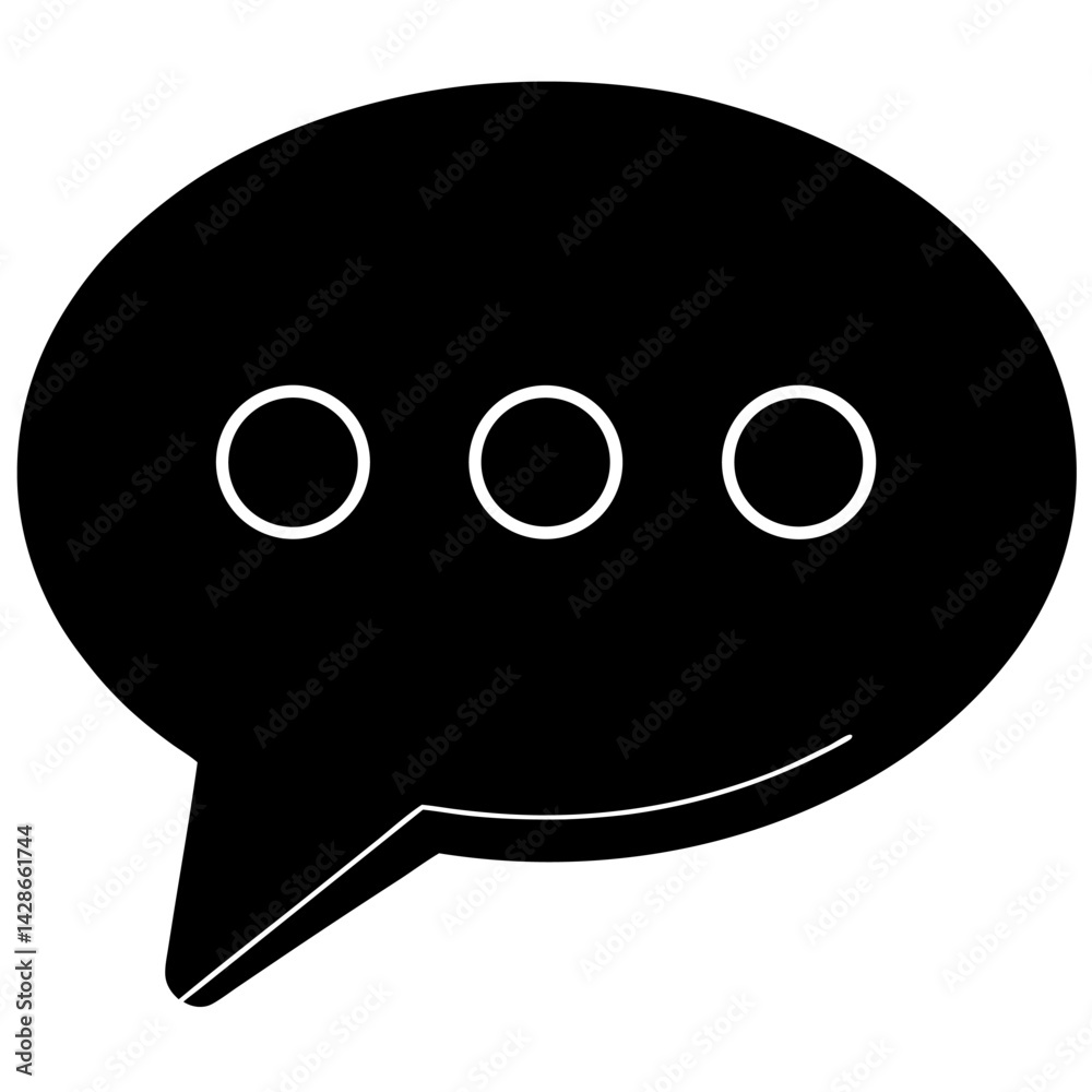 Fototapeta premium A black and white speech bubble icon is a vector symbol for web design