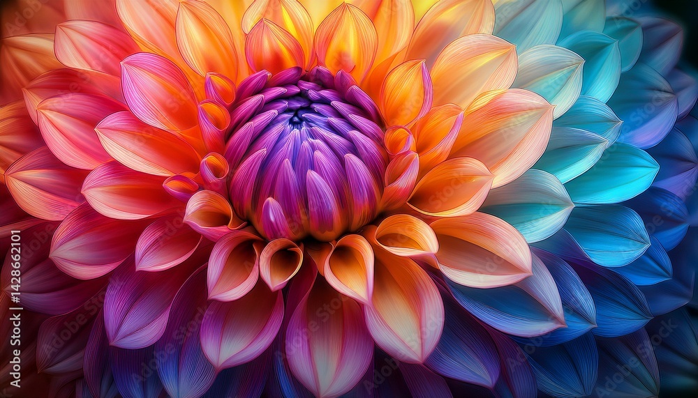 Obraz premium illustration of the dahlias flower in a vibrant and colorful way generative ai