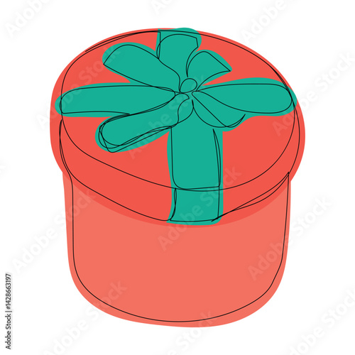 Cute continuous line cartoon character hand drawn gift box birthday christmas bonus reward decoration line art gift box shopping bonus christmas day continuous line art sketch png vector.