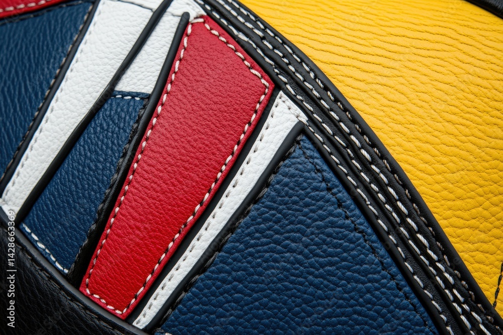 Colorful Abstract Pattern on Textured Leather with Bright Hues