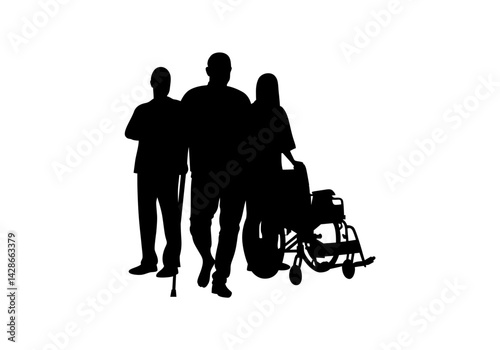Several doctors with one patient at the same time vector