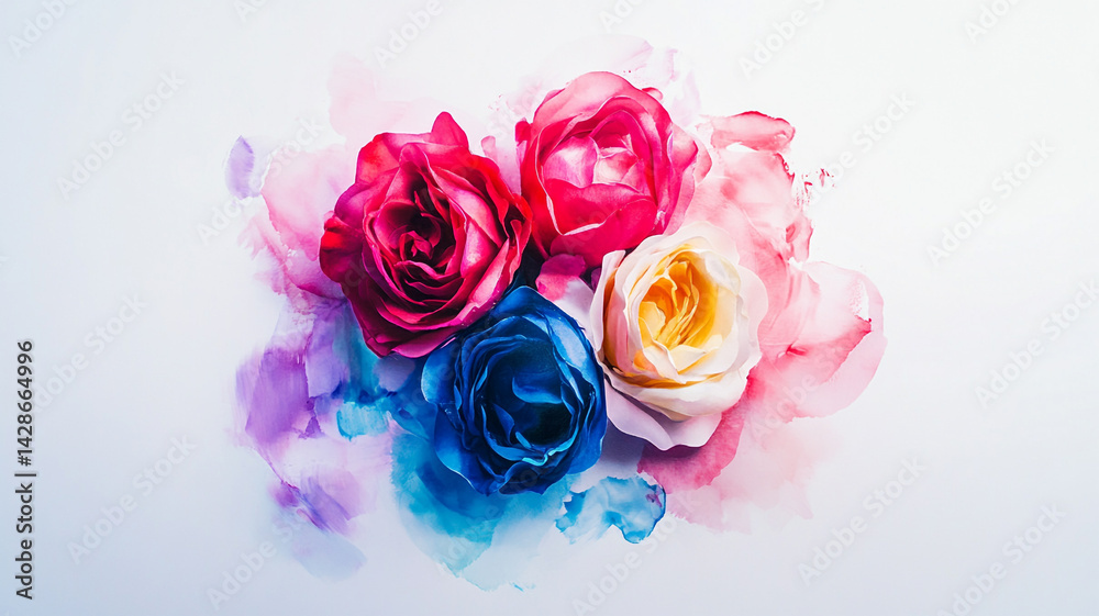 Fototapeta premium Colorful rose bouquet isolated on a white background