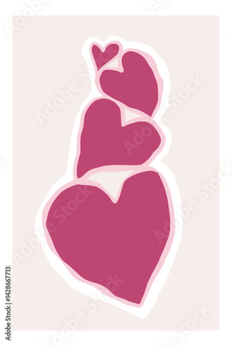 Illustration of a pile of hearts symbolizing love. Happy romance vector illustration