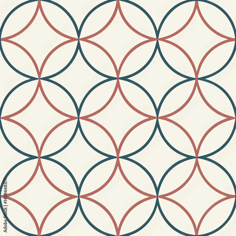 Fototapeta premium Seamless vector pattern of overlapping circles in earthy tones 