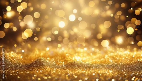 glitzy gold glitter bokeh bling background or invite