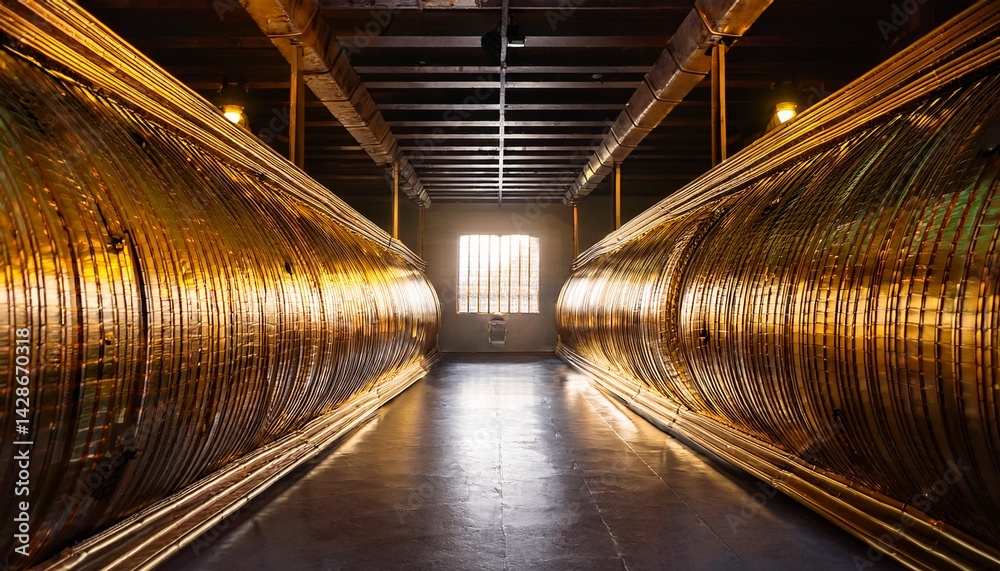 Obraz premium a dramatic interior shot of a vault or secure storage facility overflowing with gold bars