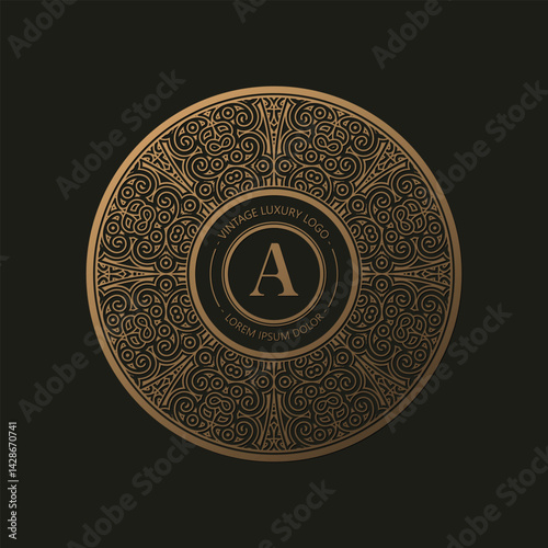 Elegant vintage monogram logo flourish line art graceful ornamentation victorian style