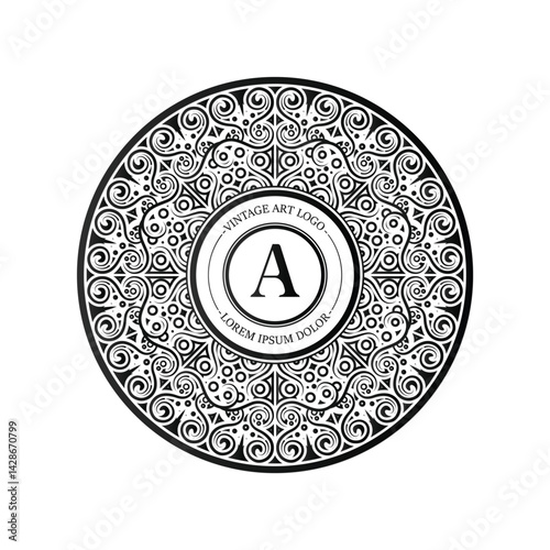 vintage monogram logo flourish line art graceful ornamentation victorian style