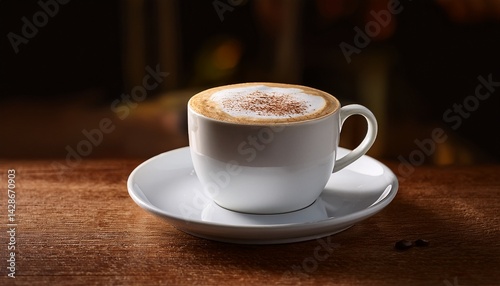 cup of capuccino on wood table