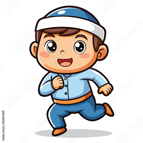 Happy child running in traditional clothes (1)