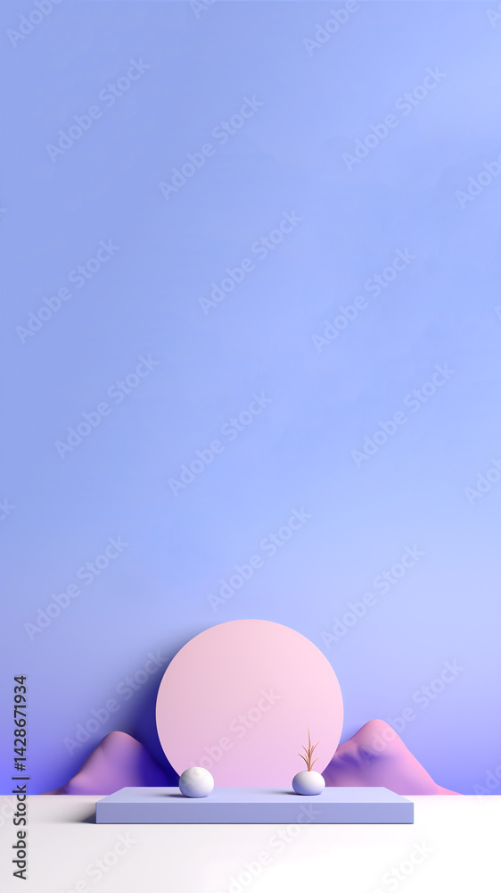 Purple circular mock-up design for vertical story or reel. modern and creative background