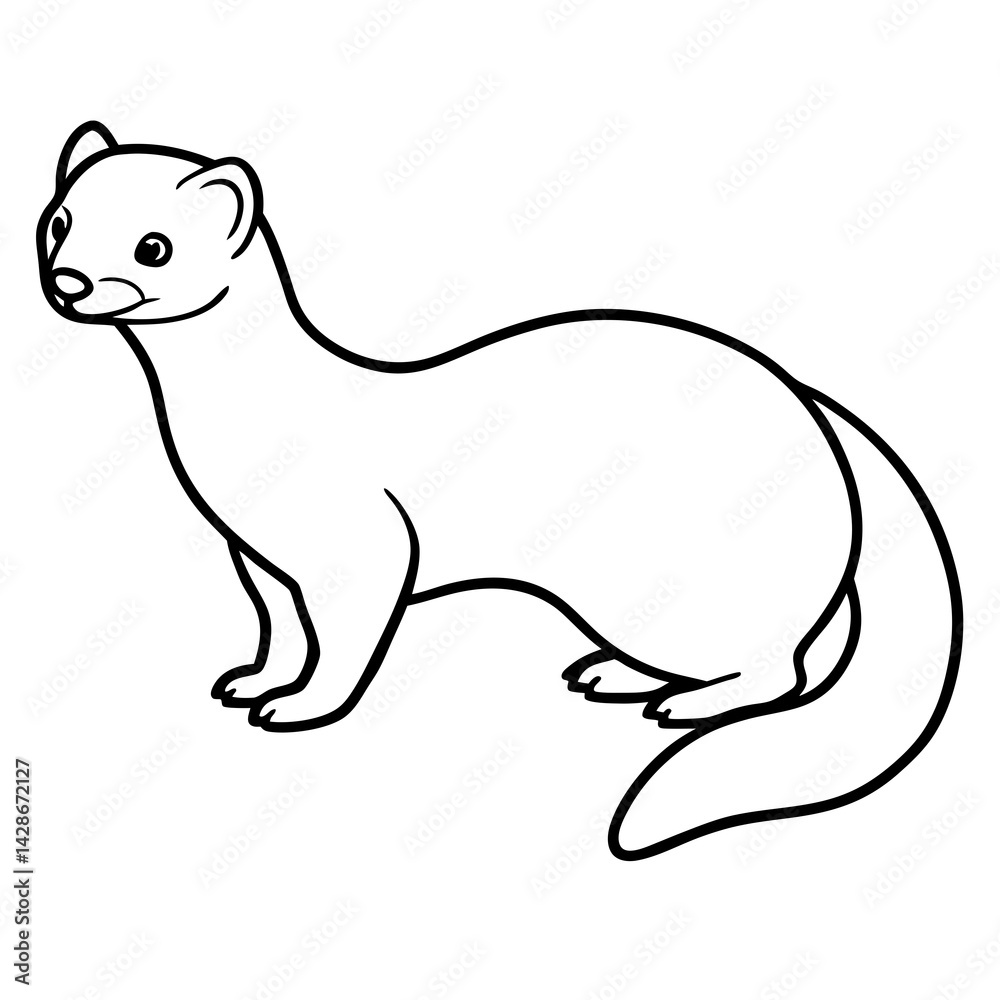 Elegant Ferret Line Drawing Vector Elegant Ferret Line Drawing Vector
