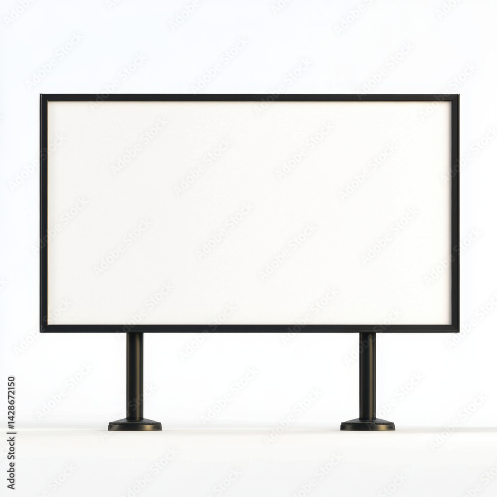 Naklejka premium blank billboard stands prominently, showcasing its large, empty surface ready for advertisements. sleek black frame and sturdy base provide modern touch, making it ideal for various promotional