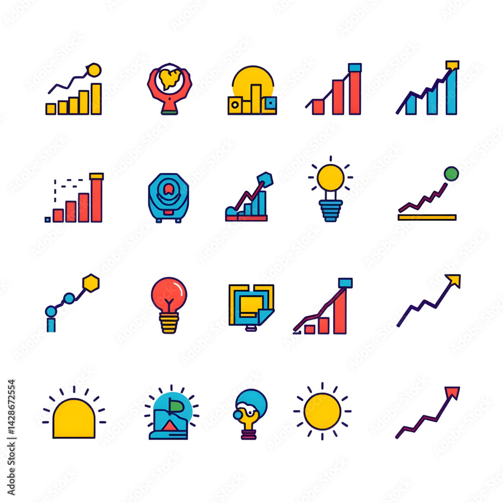 Fototapeta premium growing set of icon, Business Infographic Icons – Data, Finance & Analytics